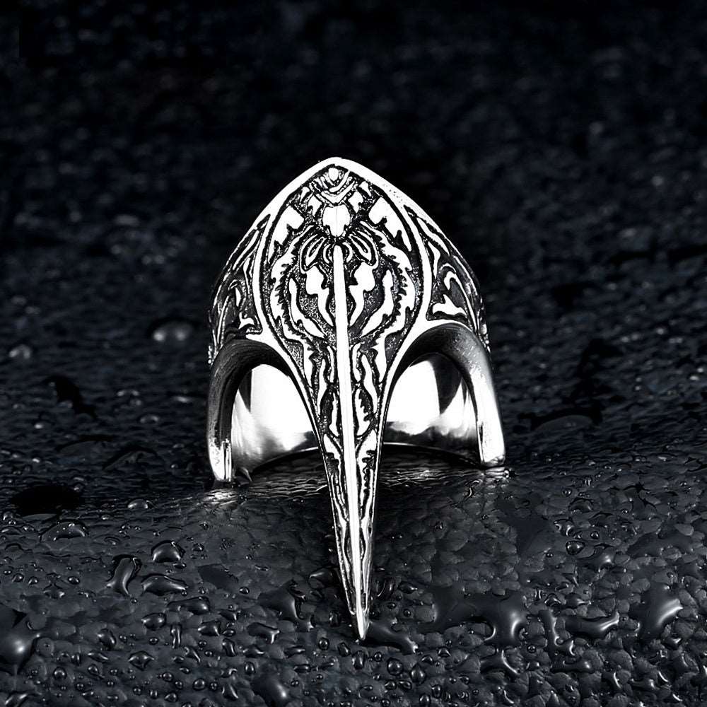 Steel Ring - "Raven Amulet"