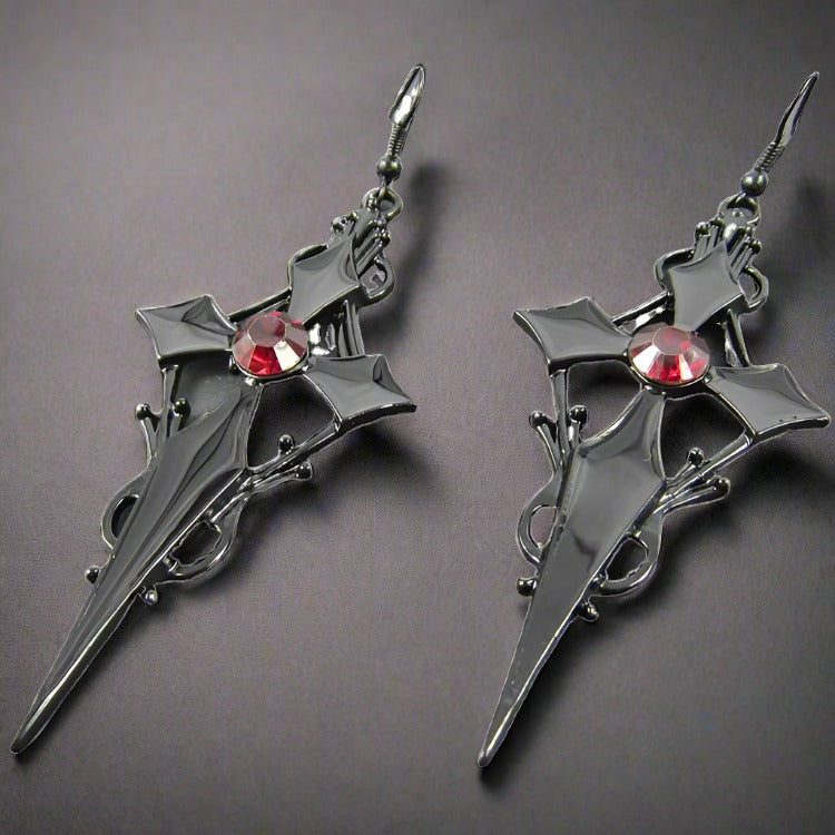 Steel Earrings - "Goth Rhinestone"