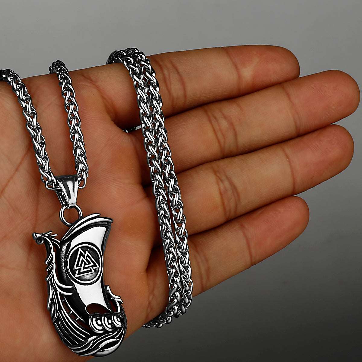 Steel Necklace - "Vikings Ship"