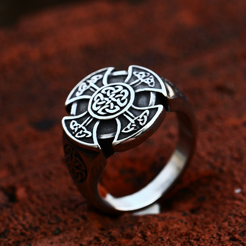 Steel Ring - "Celtic Cross"