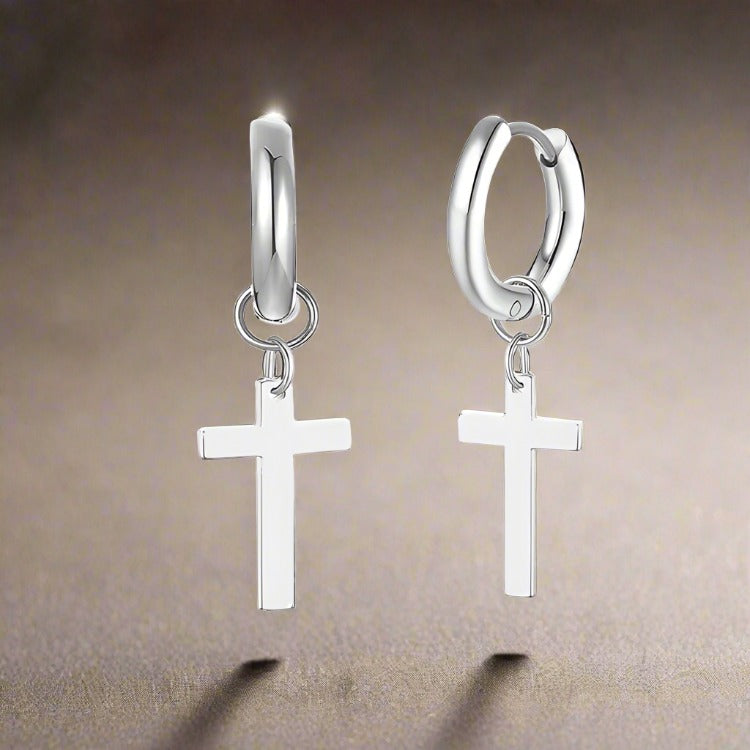 Steel Earrings - "Cross"