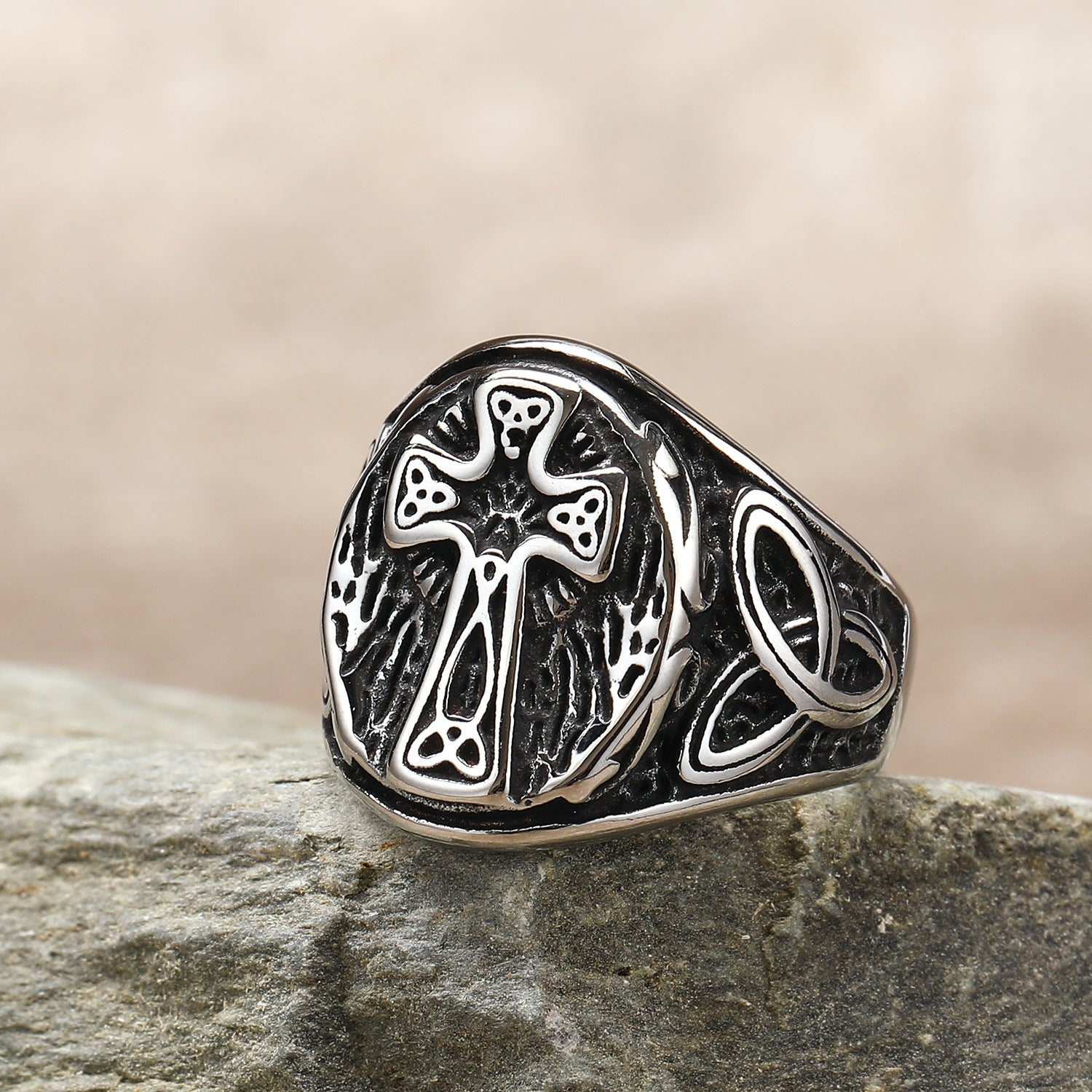 Steel Ring - "Divine Cross"